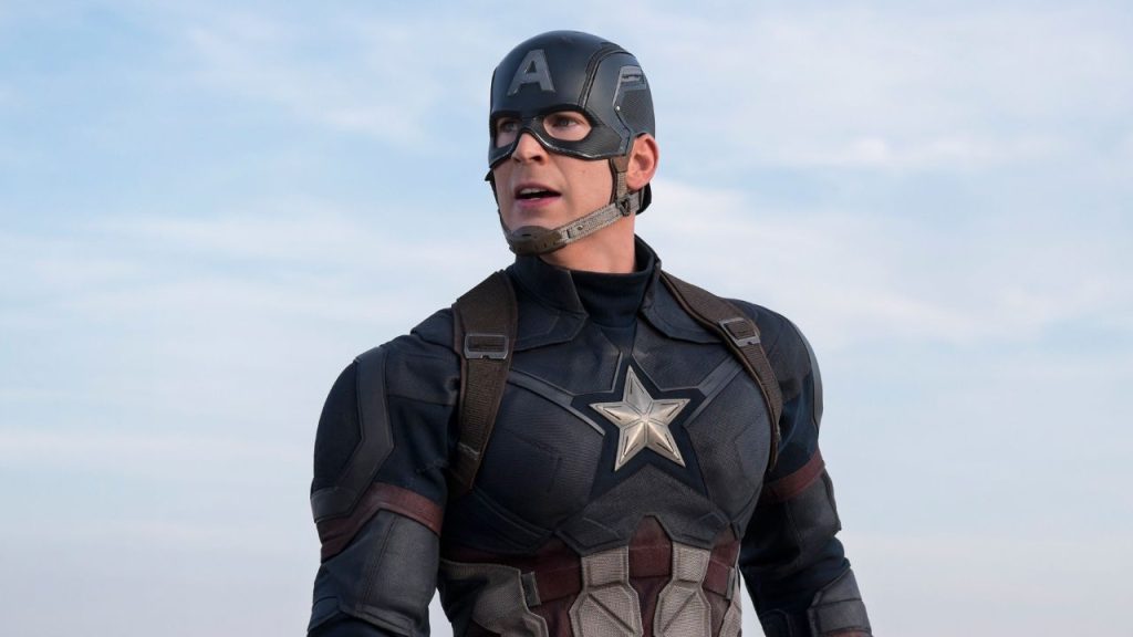 Chris Evans as Captain America in Marvel Cinematic Universe Avengers