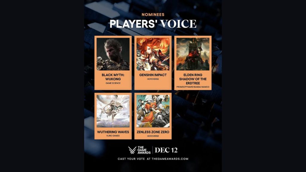 The Game Awards 2024 the player's voice nominees